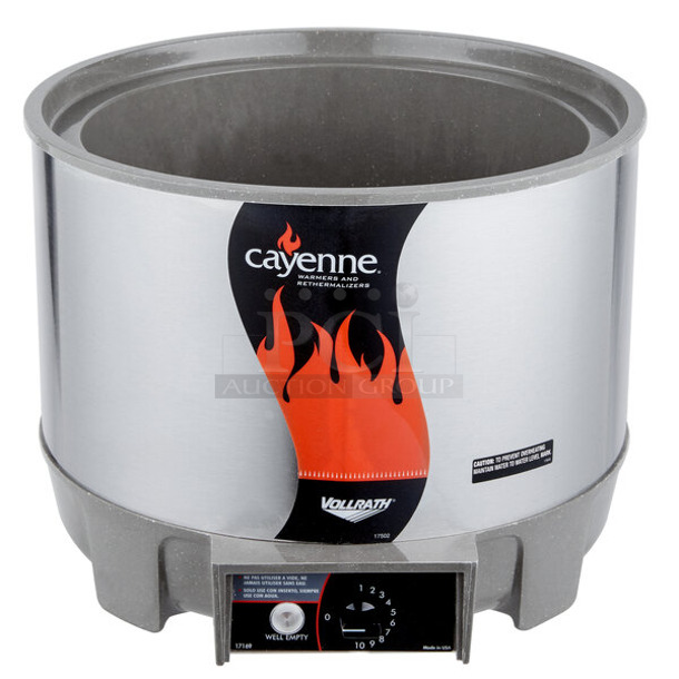BRAND NEW SCRATCH AND DENT! Vollrath HS-11 11 Qt. Round "Heat 'n Serve" Rethermalizer Soup Kettle Food Warmer. 120 Volts, 1 Phase. See Pictures For Dents on Back. Tested and Working! - Image 1 of 5