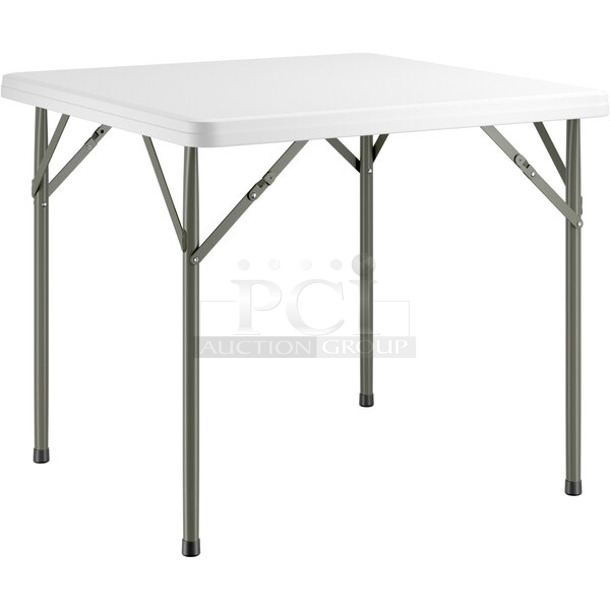 BRAND NEW SCRATCH AND DENT! Lancaster Table & Seating 384YCZ34SQ 34" Square Granite White Heavy-Duty Blow Molded Plastic Folding Table   - Image 1 of 3