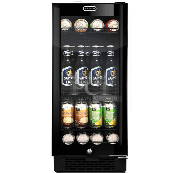 BRAND NEW SCRATCH AND DENT! Whynter BBR-801BG Metal 80 Can Built In Black Glass Beverage Cooler Merchandiser. 115 Volts, 1 Phase. Tested and Working! - Image 1 of 5