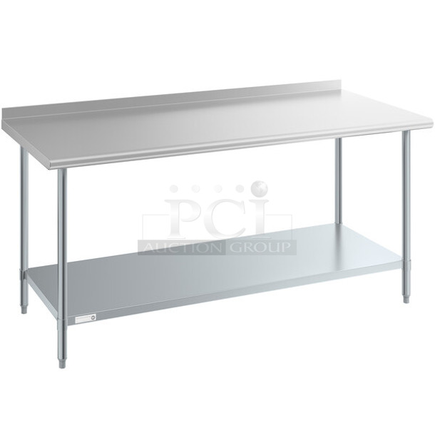 BRAND NEW SCRATCH AND DENT! Steelton 522ETSG30722 30" x 72" 18 Gauge 430 Stainless Steel Work Table with Undershelf and 2" Rear Upturn. May Be Missing Pieces. - Image 1 of 2
