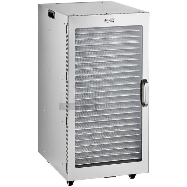 BRAND NEW SCRATCH AND DENT! Avantco 177LT93 24 Tray Stainless Steel Food Dehydrator with Glass Door. 120 Volts, 1 Phase.  - Image 1 of 3