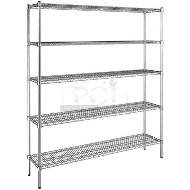 BRAND NEW SCRATCH AND DENT! Steelton 465ZC1460KE5 14" x 60" NSF Chrome 5-Shelf Kit with 72" Posts.  May Be Missing Pieces.  - Image 1 of 3
