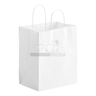 8 BRAND NEW Boxes of M Tucker Vinaigrette MTUCK10V 10x7x12 White Kraft Paper Shopping Bags w/ Twisted Paper Handles. 8 Times Your Bid! 