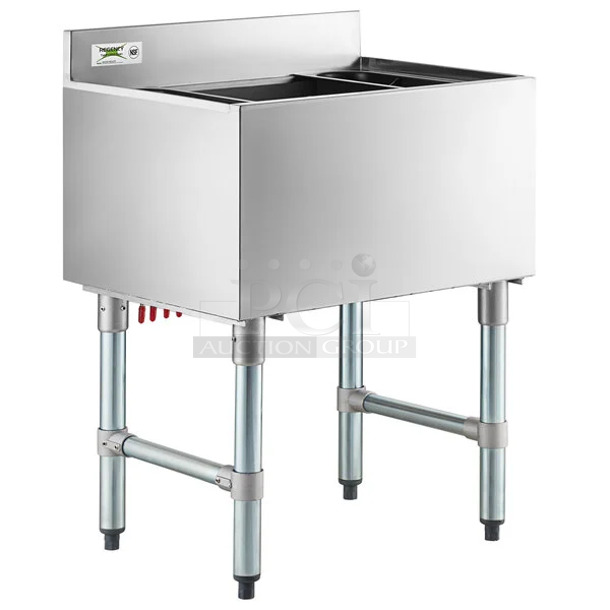 BRAND NEW SCRATCH AND DENT! Regency 600IB1824CP 18" x 24" Underbar Ice Bin with 7 Circuit Post-Mix Cold Plate and Bottle Holders - 51 lb. - Image 1 of 6