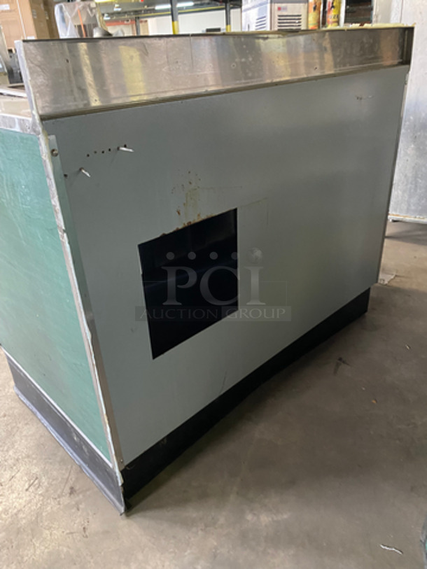WOW! Duke Prep/ Worktop Table! With Backsplash! With Built-In Sink! With 2 Door Storage Space Underneath! Stainless Steel With Wooden Pattern Body! - Image 4 of 7
