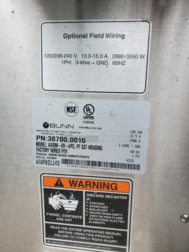 Bunn AXIOM-DV-APS 3 Gallon Iced Tea Brewer, 120V - Image 3 of 4