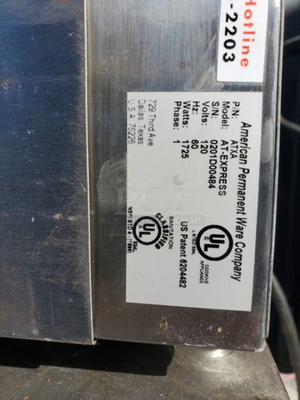 APW Wyott Express AT-EXPRESS Conveyor Toaster - 120V/1 Ph - 1725 Watts  - Image 4 of 6