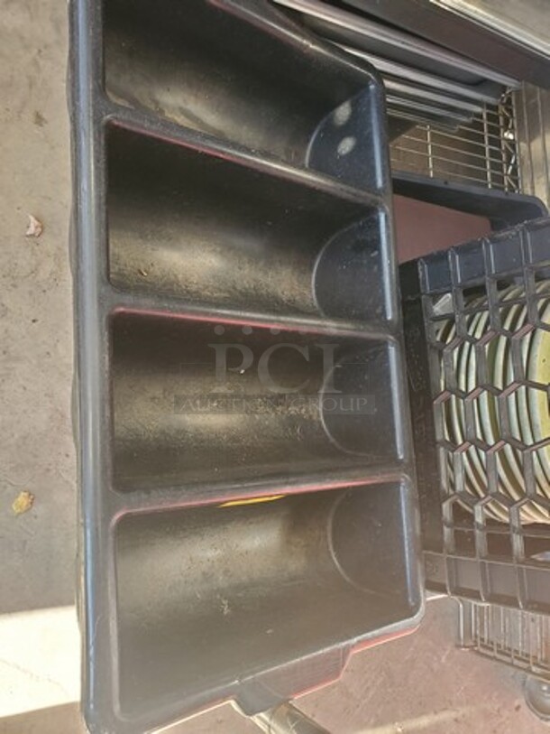 Black 4-Compartment Plastic Cutlery Box / Flatware Bin - Image 1 of 1