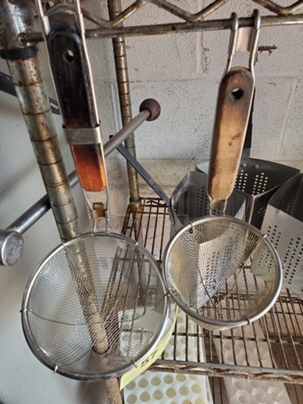ALL ONE MONEY  Lot of 2 Mesh Noodle Skimmer, Wood Handle, Stainless - Image 2 of 3