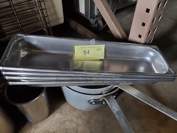 Lot of 5 Long Stainless Steel Steam Table / Hotel Pans - Image 1 of 1