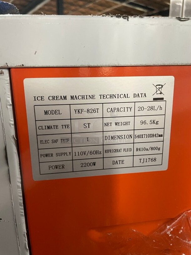 Vevor All Stainless Steel 3 Handle Electric Countertop Ice Cream Machine! MODEL YKF826T 110V - Image 10 of 11