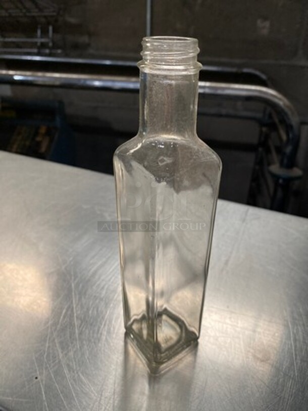 ALL ONE MONEY! Decorative Clear Glass Liquor Bottles! Includes Black Poly Crate! - Image 3 of 6