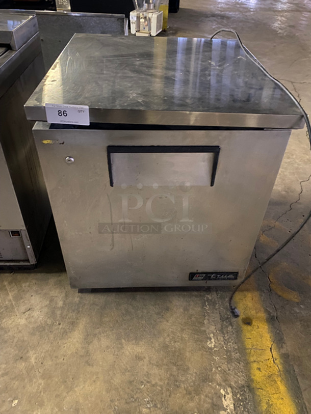 True Commercial Under The Counter Single Door Cooler! With Poly Coated Rack! All Stainless Steel! Model: TUC27LP SN: 13948259 115V 60HZ 1 Phase