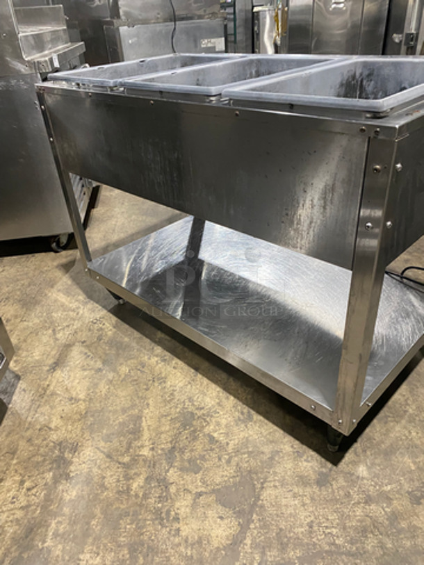 Serve Well By Vollrath Commercial Electric Powered 3 Bay Steam Table! With Storage Area Underneath! All Stainless Steel! On Legs! - Image 4 of 9