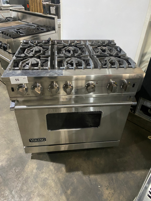 Viking Gas Powered 6 Burner Stove! With Full Size Oven Underneath! All Stainless Steel!