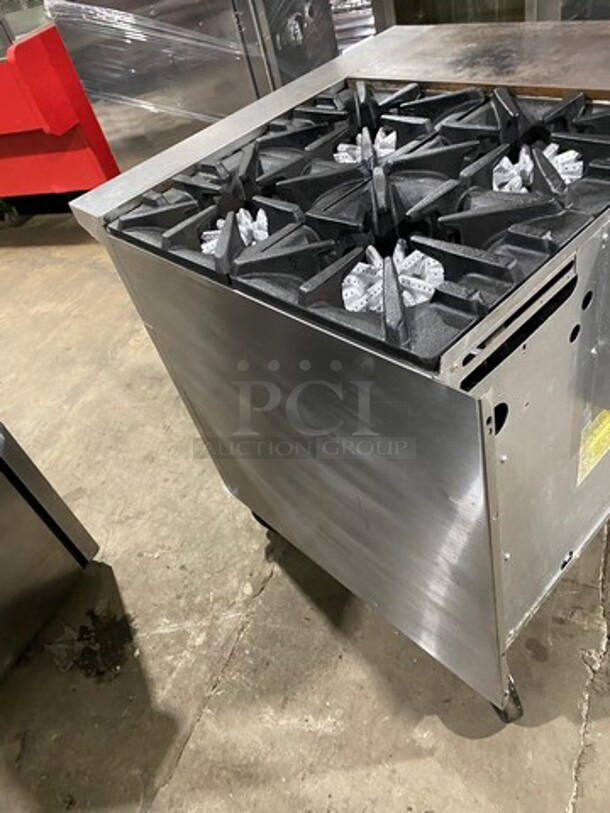Garland Commercial Natural Gas Powered 4 Burner Stove With Hot Plate! with Oven Underneath! All Stainless Steel! On Casters! - Image 4 of 12