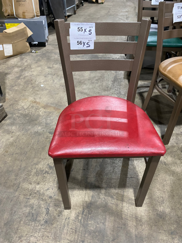 Red Cushioned Chairs! With Brown Metal Body! 5x Your Bid!