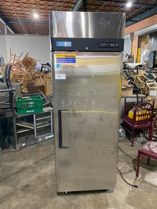 Turbo Air Commercial Single Door Reach In Refrigerator! With Poly Coated Racks! All Stainless Steel! On Casters! Model: M3R241 SN: M3R2L8Z083 115V 60HZ 1 Phase