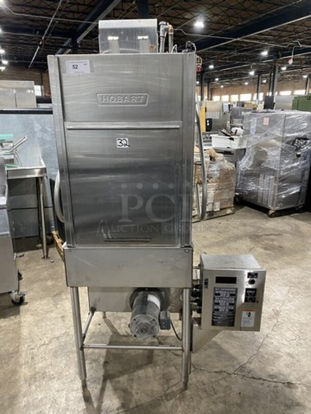 Hobart Commercial Pass-Through Dishwasher! All Stainless Steel! On Legs! Model: AM14T SN: 231048799 208/240V 60HZ 3 Phase