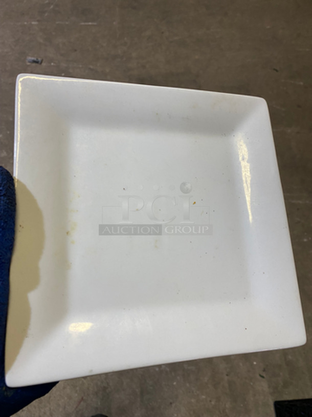 Crate And Barrel Square 8" White Ceramic Plates! Includes Black Poly Crate! 5x Your Bid! - Image 3 of 6