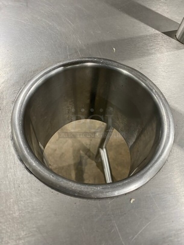 NICE! Commercial Work Top/ Prep Table! With Overhead Shelf! With Trash Deposit Hole! With Shelf Storage Space Underneath! Solid Stainless Steel! On Legs! - Image 9 of 9