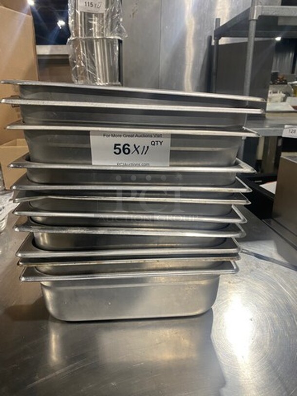 Various Size Commercial Steam Table/ Prep Table Food Pans! All Stainless Steel! 11x Your Bid!