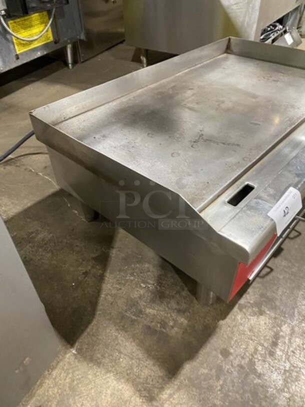 Fleetwood Commercial Countertop Electric Powered Flat Top Griddle! With Back And Side Splashes! All Stainless Steel! On Legs! - Image 3 of 8