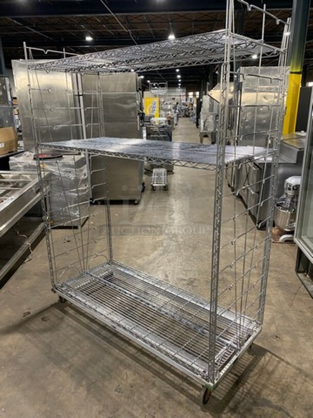 Commercial Metal 3 Tier Wire Shelf! On Casters! - Image 3 of 5