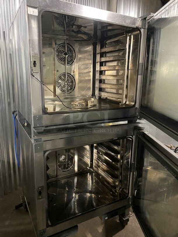 Unox Commercial Double Stacked Natural Gas Powered Combi Convection Oven! On Casters! 120V! Model: XAVC-06FS-GPL SN: 2016K0083152! 2X Your Bid, Makes One Unit! - Image 6 of 10