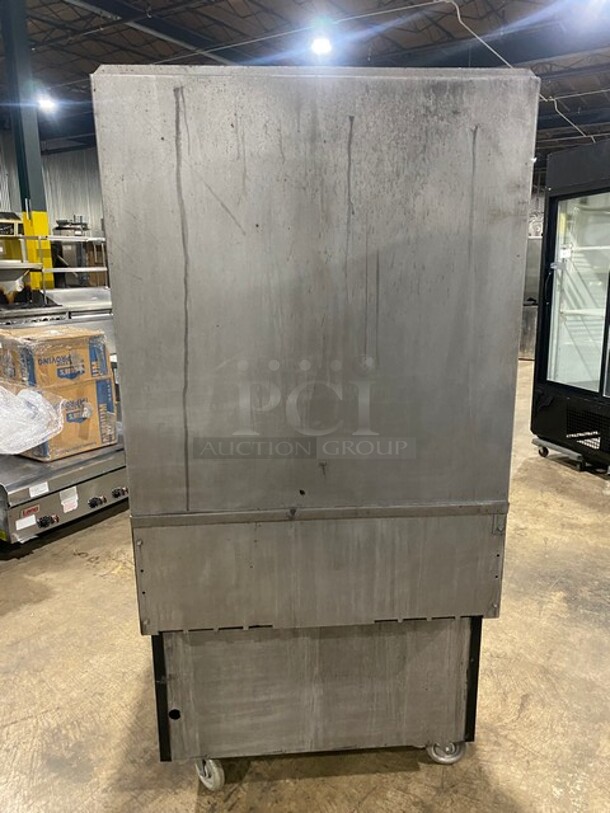 Vulcan Commercial Natural Gas Powered 4 Burner Stove! With Raised Back Splash Double shelf! With Oven Underneath! All Stainless Steel! On Casters! Model: GH45 SN: 4813044120 - Image 3 of 11