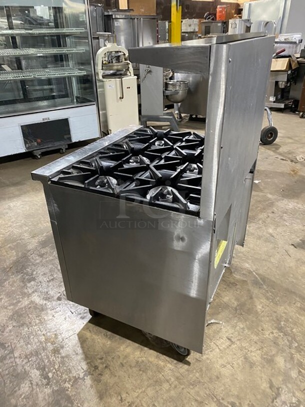 Sunfire All Stainless Steel Natural Gas 6 Burner Stove! With an Underneath Full Size Stove! And a Back Splash And Salamander Shelf! On Casters! Model X366R - Image 4 of 10