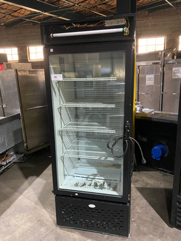 Universal Nolin Commercial Single Door Reach In Cooler Merchandiser! With View Through Door! With Poly Coated Racks! 120V 60HZ 1 Phase