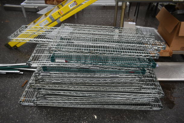 ALL ONE MONEY! Lot of Various 14 Wire Shelves and Chrome Finish Poles on Casters. - Image 2 of 5