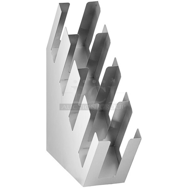 BRAND NEW IN BOX! ServSense 651CPOSLSS4 Stainless Steel 4-Section Slanted Countertop Cup / Lid Organizer - Image 1 of 3