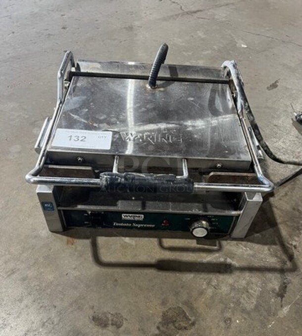 Waring Commercial Countertop Panini/Sandwich Tostato Supremo Grill! All Stainless Steel! Press With Flat Surface! Model: WFG250 120V - Image 1 of 5