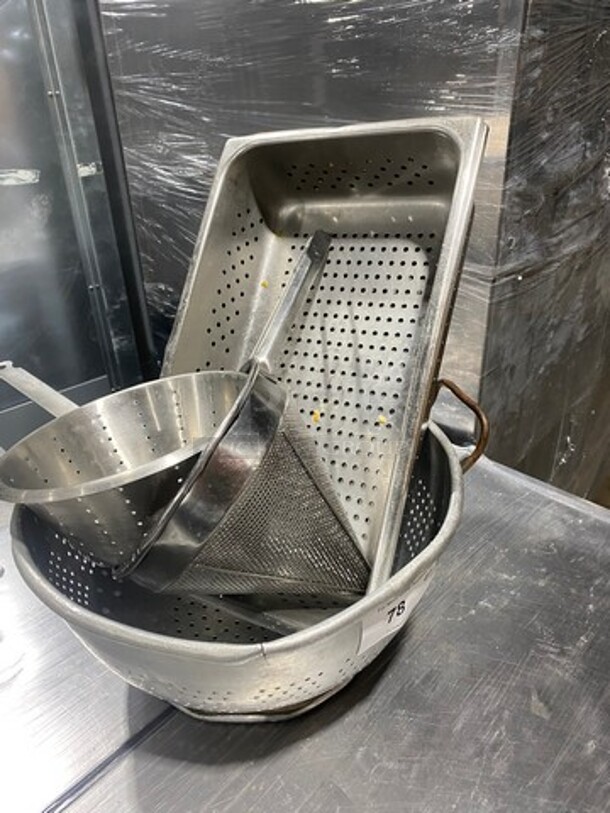 ALL ONE MONEY! MISCELLAEOUS! Includes Perforated Food Pans, Strainers! - Image 2 of 11