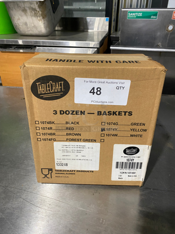 NEW! IN THE BOX! ALL ONE MONEY! 3DZ Tablecraft Yellow Poly Oval Fast Food Serving Baskets! - Image 1 of 6