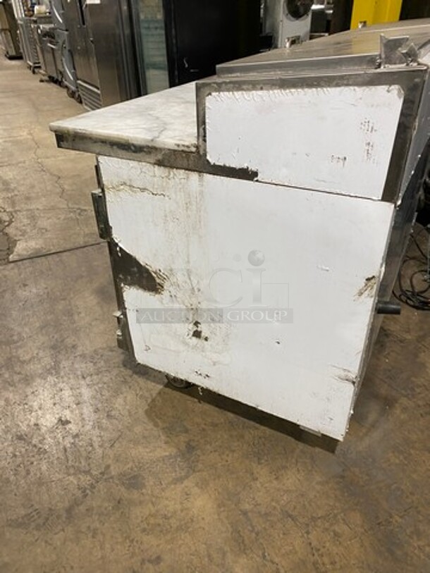 Leader Commercial Refrigerated Pizza Prep Table! With Marble Commercial Cutting Board! With 3 Door Storage Space Underneath! All Stainless Steel! Model: ESPT72SC SN: NP08M2905 115V 60HZ 1 Phase - Image 2 of 10