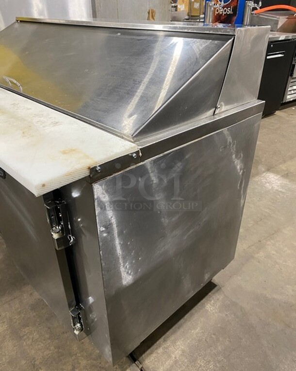 Leader Commercial Refrigerated Bain Marie Sandwich Prep Table! With 2 Door Underneath Storage Space! With Commercial Cutting Board! All Stainless Steel! On Casters! MODEL LM60SC SN:GZ08C1786 115V 1PH - Image 2 of 9