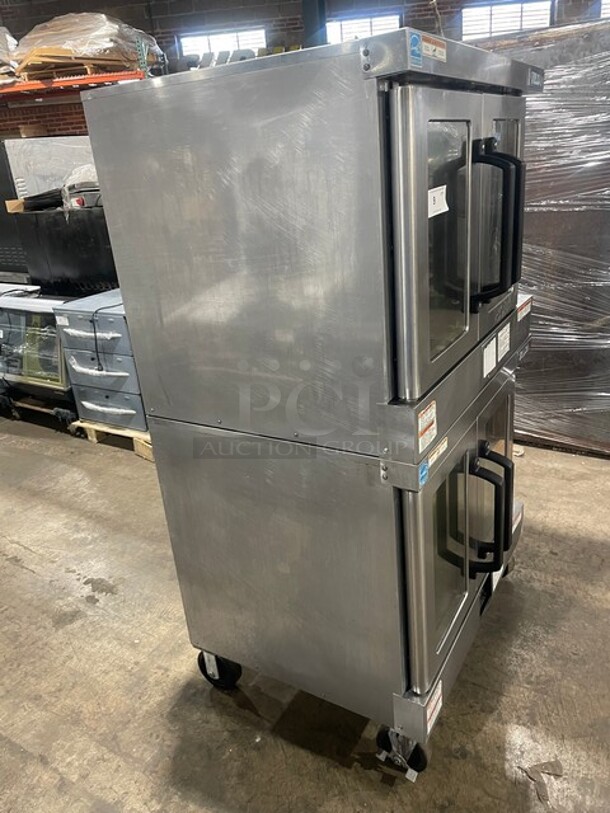 Vulcan Commercial Natural Gas Powered Double Deck Convection Oven! All Stainless Steel! With Metal Oven Racks! On Casters! Model: VC4GD-SEFCCC5 SN: 482010970! 2X Your Bid Makes One Unit!  - Image 2 of 10