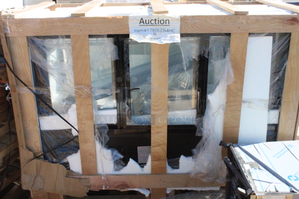 BRAND NEW SCRATCH & DENT! Avantco DLC64-HC-B 64" Black Curved Glass Refrigerated Deli Case 64-1/4x98x32-1/2 x42-7/8 Rear sliding window is broken. - Image 4 of 5