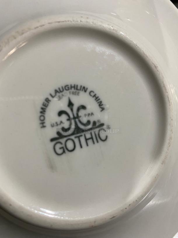 Homer Laughlin White Ceramic Saucers! Includes Black Poly Crate! - Image 6 of 6