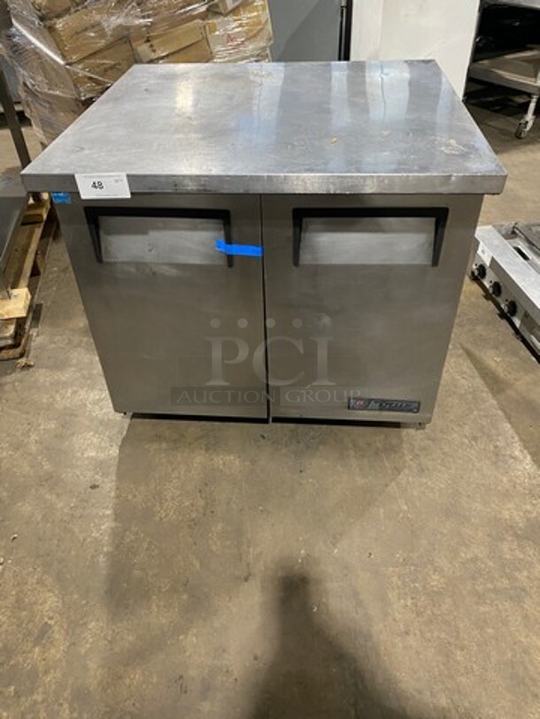 True Commercial 2 Door Lowboy/Worktop Cooler! All Stainless Steel! WORKING WHEN REMOVED! Model: TUC3634 SN: 7054882 115V 60HZ 1 Phase