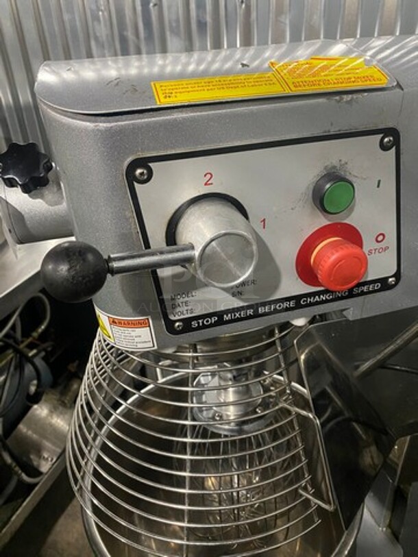 GREAT! LATE MODEL 2022! Primo Commercial 30 Quart Floor Style Planetary Mixer! With Bowl & Bowl Guard! With Whisk, Paddle, & Dough Hook Attachments! Model PM30 Serial 22030231013! 110V! - Image 7 of 10
