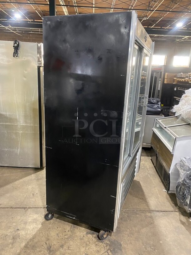GREAT! Universal Coolers Commercial Double Sliding Glass Door Refrigerator/Merchandiser! With Poly Coated Racks! On Casters! 115V 1 Phase! Model: C13AG SN: D08E01616! - Image 4 of 8