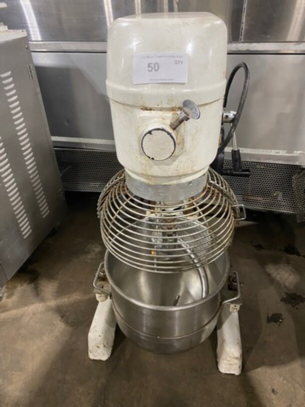 Eurodib Commercial Floor Style 30 QT Planetary Mixer! With Mixing Bowl And Guard! With Spiral Hook Attachment! WORKING WHEN REMOVED! Model: M30A 120V - Image 1 of 9
