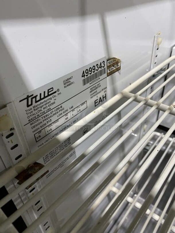 GREAT! True Commercial Refrigerated Sandwich Prep Table! With Single Door Storage Space Underneath! With Poly Coated Racks! All Stainless Steel! On Casters! Model: TSSU2712MB SN: 4999343 115V 60HZ 1 Phase - Image 7 of 9