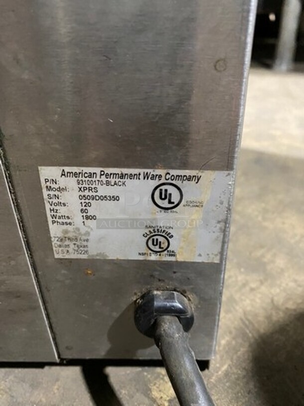 American Permanent Ware Commercial Countertop Conveyor Toaster! Stainless Steel Body! Model: XPRS SN: 0509D05350 120V 60HZ 1 Phase - Image 6 of 8
