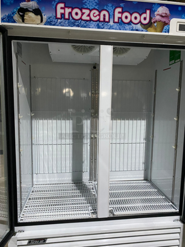 Turbo Air Commercial Refrigerated 2 Door Reach In Freezer Merchandiser! With View Through Doors! With Poly Coated Racks! Coated Stainless Steel Body! On Casters! Working When Removed! Model: TGF-49F SN: GF49506025 110-120/220-240V 60HZ 1 Phase - Image 5 of 10