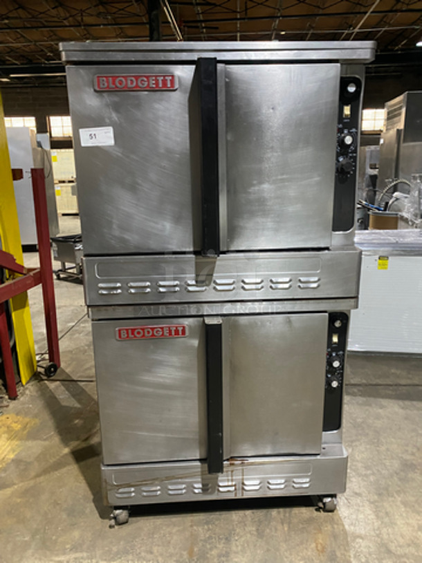 Blodgett Commercial Natural Gas-Powered Double Deck Convection Ovens! With 2 Solid Doors! With Metal Oven Racks And Thermostatic Controls! All Stainless Steel! On Casters! 2x Your Bid!